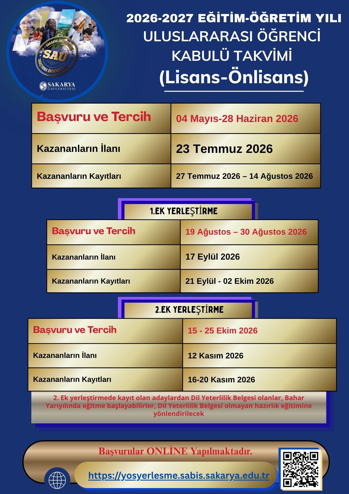 SAKARYA ÜNİVERSİTESİ 2026-2027 EĞİTİM-ÖĞRETİM YILI ULUSLARARASI ÖĞRENCİ KABULÜ TAKVİMİ (Lisans-Önlisans) (1)